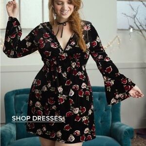 Lovesick Black & Red Floral Dress